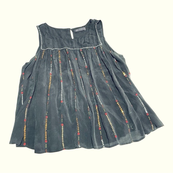 Marks & Spencer Collections Black Sequined beaded Flowy sleeveless top size 12 - Picture 6 of 8